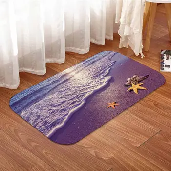 

Welcome Doormat Entrance Mat Hallway Home bathroom anti - skid beach starfish shell series digital printing memory foam cushion