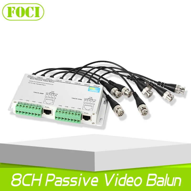  SURGE 8 Channel Active Passive Video Balun Rohs Transmitter Receiver 8CH UTP Cat5 RJ45 Support 720P/1080P HDCVI/AHD/TVI Camera 