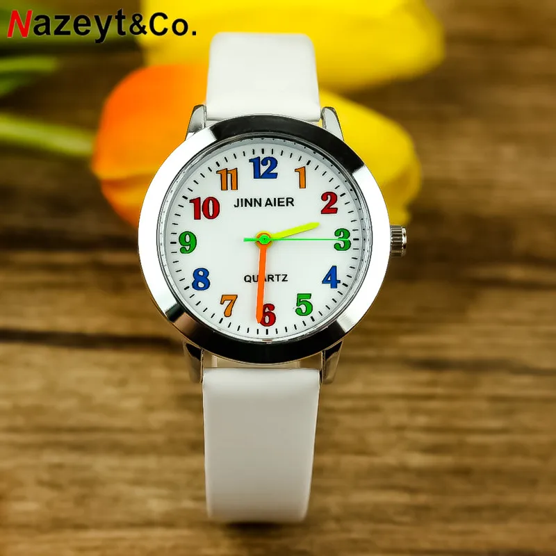 Прямая доставка NAZEYT Детские Кварцевые часы для маленьких мальчиков и девочек детские цветные весы легко обучающий кожаный подарок часы