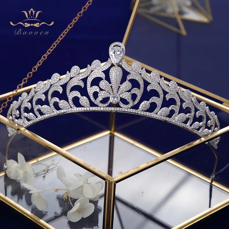 Заколки для волос Bavoen элегантные прозрачные с цирконием|wedding hair accessories|crown tiarahairband