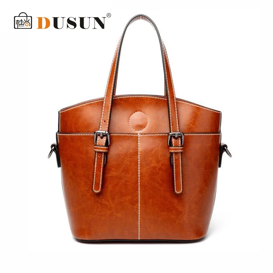 DUSUN New Women Genuine Leather Tote Fashion Handbag Cow Leather Simple Shoulder Bags Female High Capacity Retro Messenger Bag phedera europe style women tote bags high quality genuine leather female handbag simple fashion real leather brown women handbag