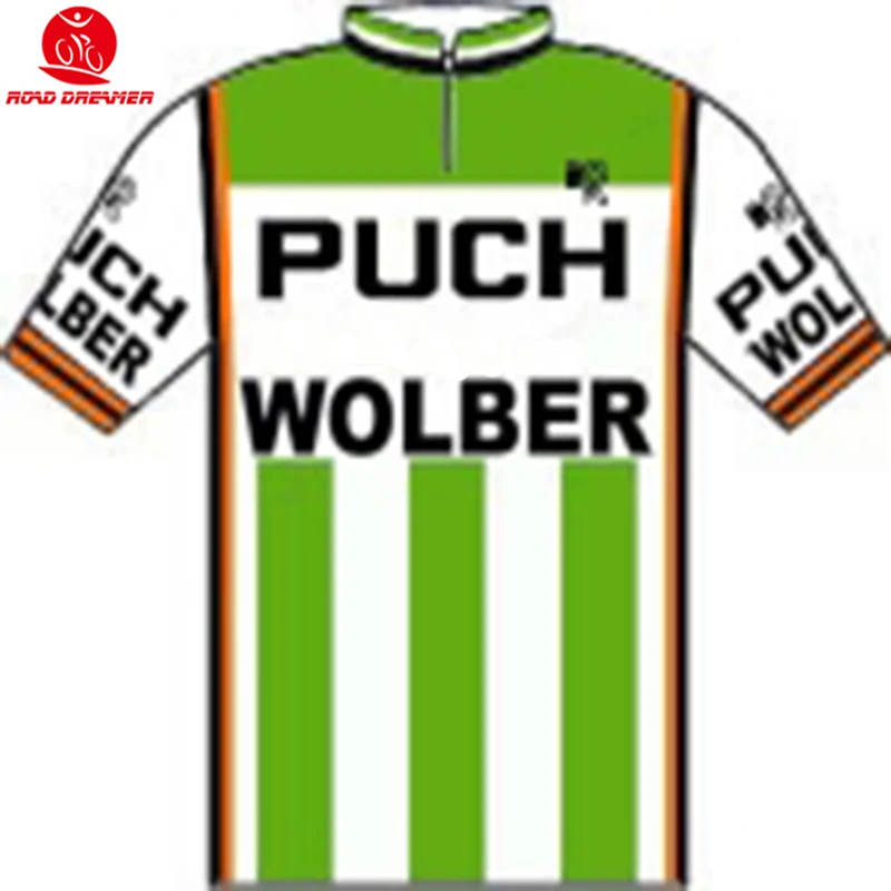 

2019 New Team 1981 Puch-Wolber Retro old style green cycling jersey summer Short sleeved clothes classic bicycle sweater