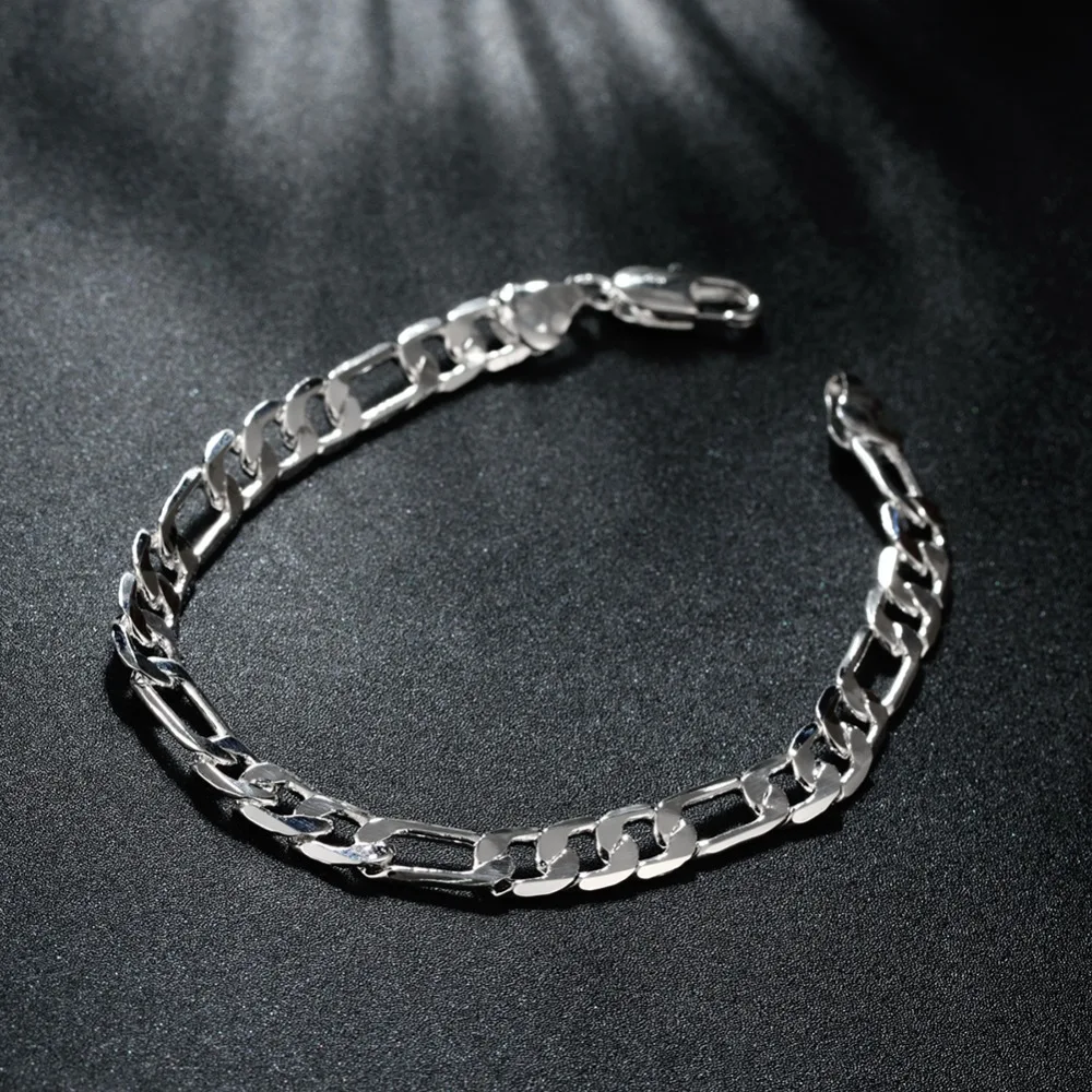 Посеребренный браслет, покрытый серебром модные ювелирные изделия 6 мм плоский браслет KDH219