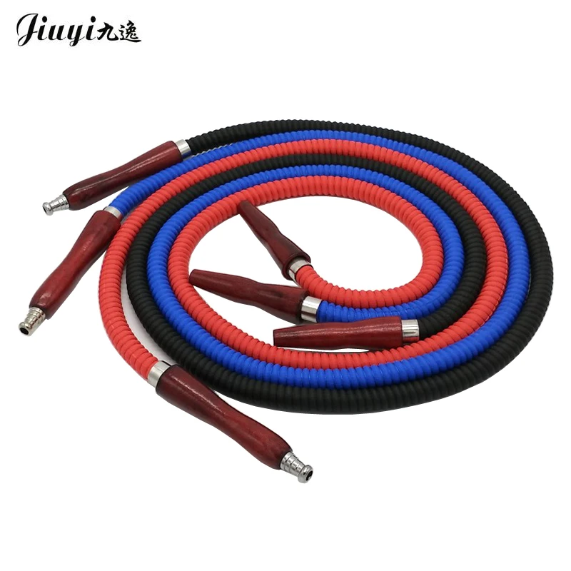Jiuyi Hookah Multicolor 1.5m Leather&Wooden Shisha Hose For Sheesha