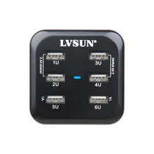 Udoli 34 W 6 USB порт Универсальный USB адаптер для путешествий настенное зарядное устройство с дополнительным Европа США Великобритания Австралия Разъем для мобильного телефона iPhone 7 5 5S 6