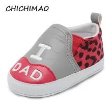 

CHICHIMAO COZY New Born Baby Girl Shoes LOVE MOM DAD PU Leopard Print Elastic Band Shoe Girl Boy First Walkers 0-18 Months