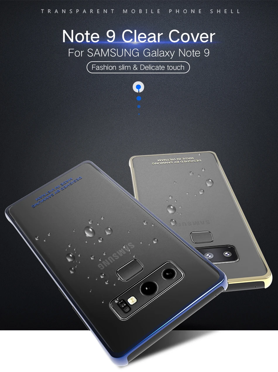 1Samsung Galaxy Note 9 Case Transparent Protective Cover Original Cases and Covers 360 Cute Luxury Hard Back Cases PC Black
