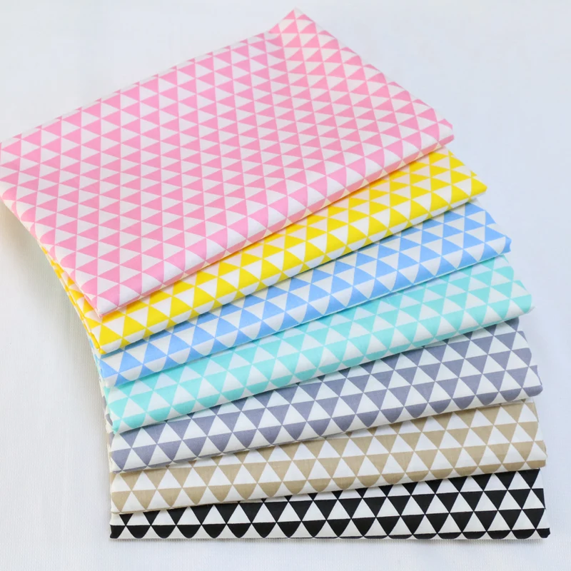 

7Colors Polygon Design Twill Cotton Fabric Tissue For Needlework Sewing Material Home Textile For Sheet Dress Cushion Doll Bags
