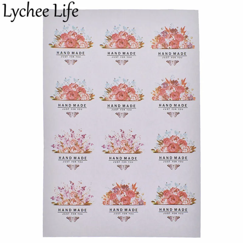 Lychee Colorful Floral Printed Sticker Letter Butterfly Printing Stickers DIY Handmade Scrapbook Stamp Supplies Accessories