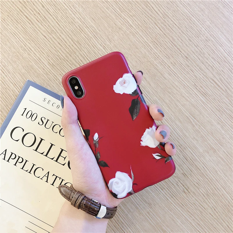 Retro White Rose phone Case for iphone X XR XS XS Max