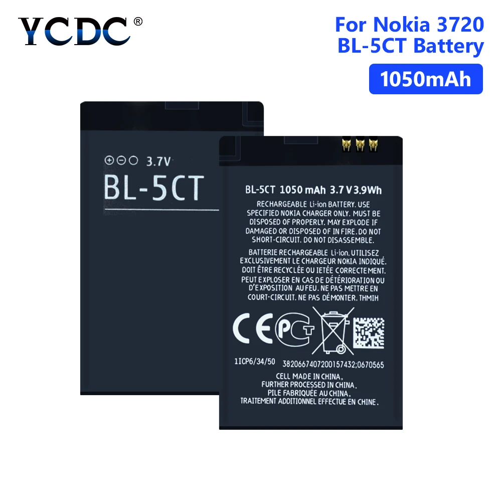 Аккумулятор BL5CT для телефона 1050 мАч Nokia 5220 5220XM C6 01 C3 01m 6303 3720C 6303c 6303i 6303ci