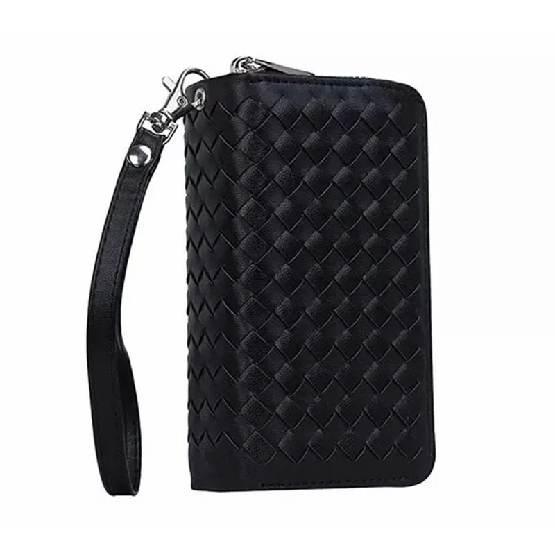 

Braid Leather Zipper Wallet Case For Samsung Galaxy S6 Lanyards Bag Pouch Flip+Detachable Back Cover Case For Samsung S6 G9200