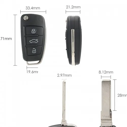 Смарт флип Keyecu 433 МГц ID48 для Audi A3 S3 RS3 TT TTS TTRS 2004 2013 P/N: 8P0 837 220 D|fob key|fob car |
