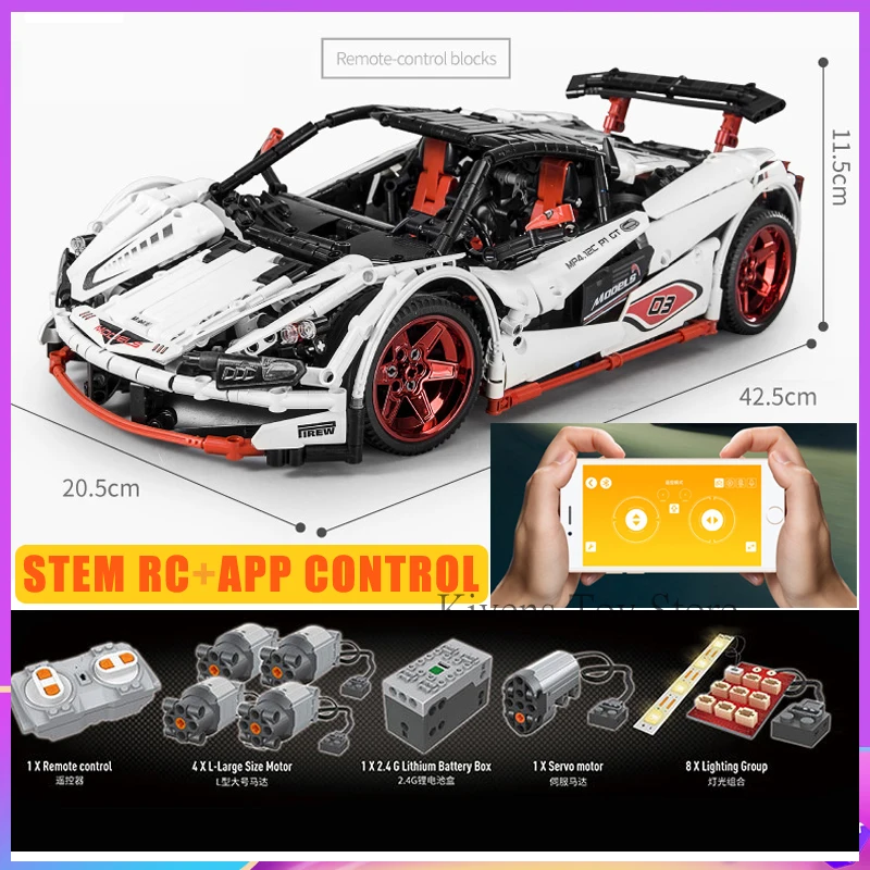 

13067 Supercar RC & APP Car Building Blocks with Motor Control Part Bricks Toy DIYINGly MOC-4562 Technic Series