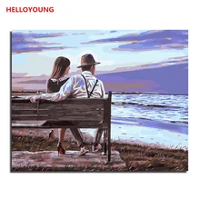 YH090 DIY Ручная роспись маслом любовь первая цифровая живопись по номерам Масляные картины китайские картины-свитки домашний декор