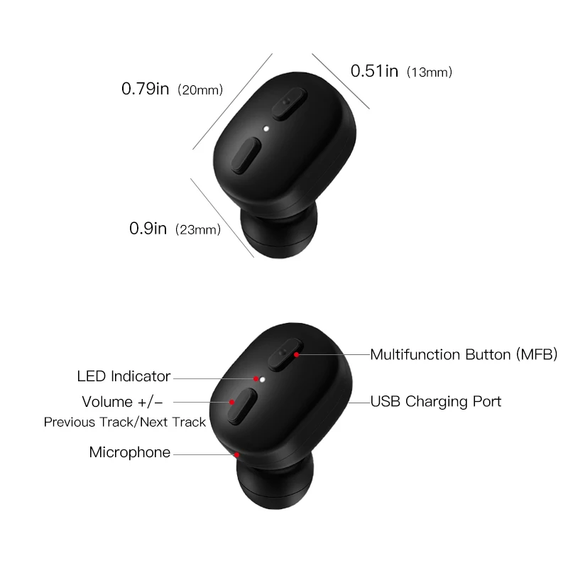 Wavefun Микро Мини наушники USB Двойные кнопки RTL8763BFR Беспроводные Bluetooth 5 0 с