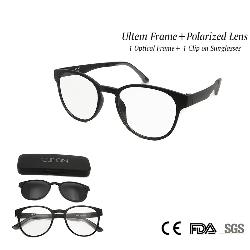 Vintage Round Glasses Frame with Magnet Clip on Sunglasses Polarized Lens Women s Glasses Clear Glass