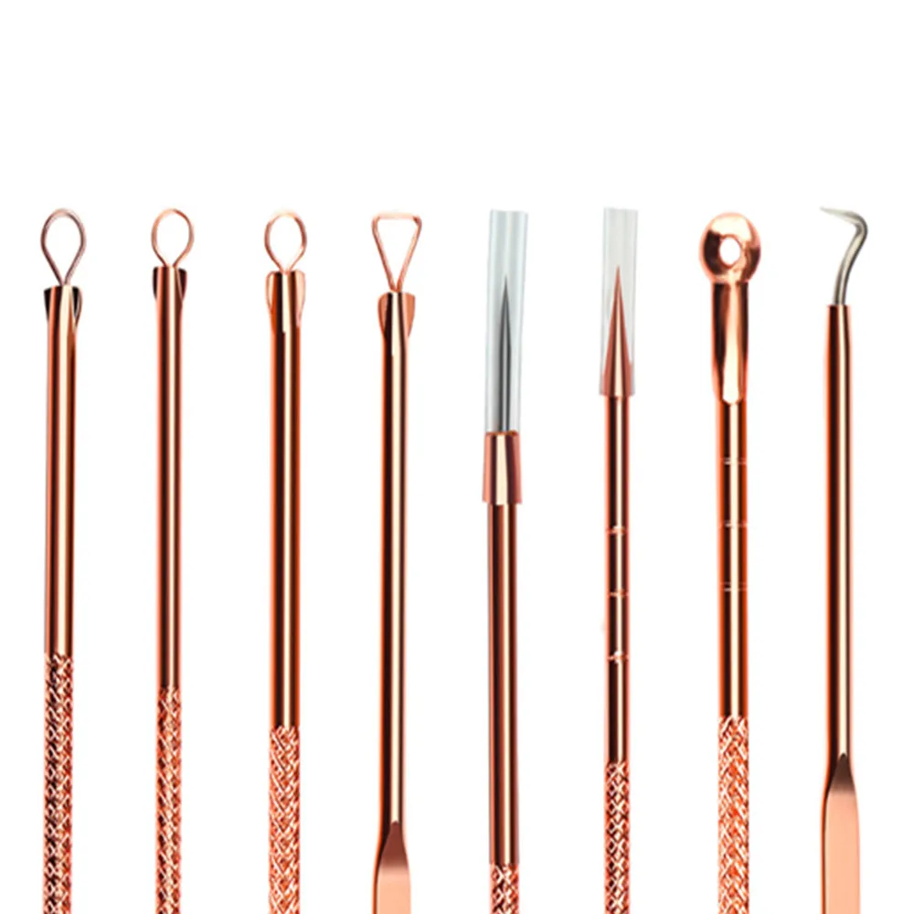 

4pcs/set Blackhead Comedone Acne Pimple Belmish Extractor Rose Gold Vacuum Blackhead Remover Tool Spoon for Face Skin Care Tool