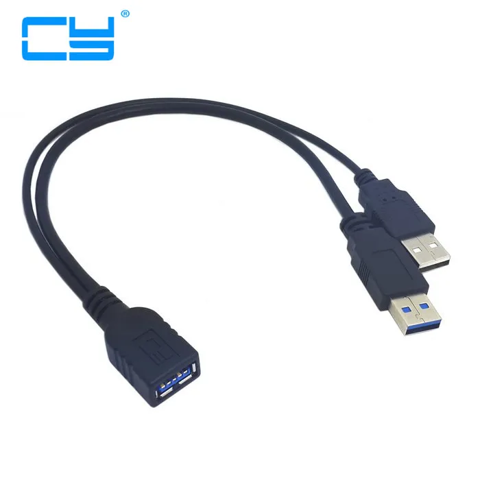 USB 3.0 Female to Dual Male Extra Power Data Y Extension Cable 30cm for 2.5&quot Mobile Hard Disk Black | Компьютеры и офис
