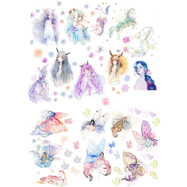 2pcs/lot Watercolor Fairy Diy Decor Scrapbook Book Journal Stationery  Stickers Planner Diary School Office Craft Supplies - Stationery Sticker -  AliExpress