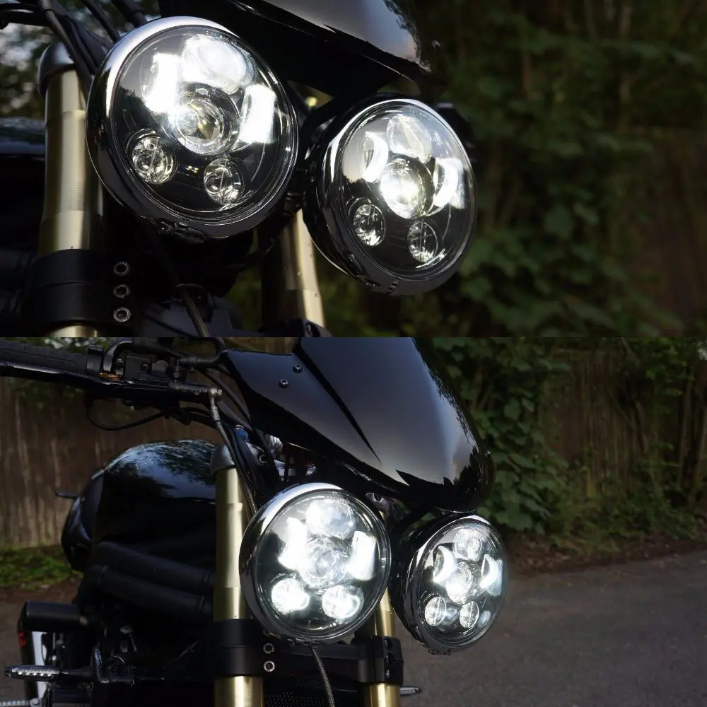 Фара светодиодная ангельский глаз для мотоциклов XG XR VRSCD Dyna черная круглая 5 75| |