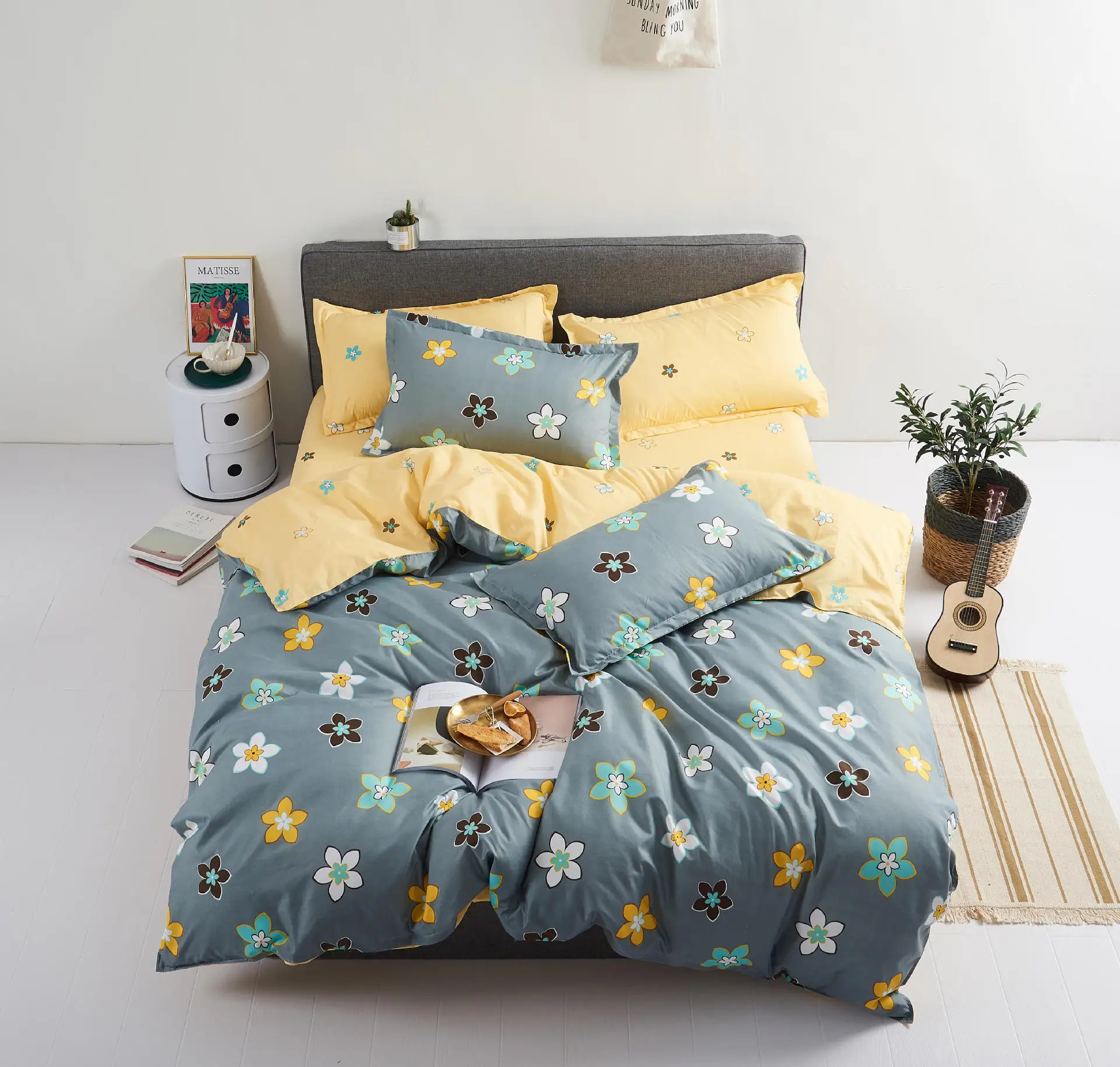

Europe, America,Japan Brahma flower Sheet Full Size Pillowcase&Duvet Cover Sets 3&4 pcs bedding set luxury