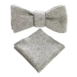 RBOCOTT шерсть Self Tie Bow Tie Pocket Square Set Для мужчин, плед Регулируемая Боути платок Набор для Для мужчин Бизнес свадебные