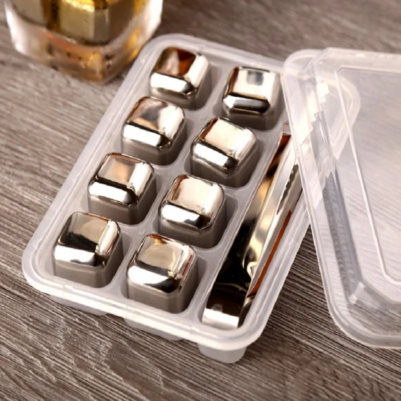 

Whiskey Red Wine Coolers Quick Frozen Stainless Steel Ice Cubes Portable Beer Quick Frozen Ice Stone Reusable Bar Tool Sets