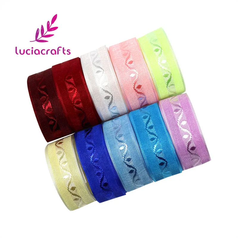 Lucia crafts 20 мм однотонные вышитые ленты из органзы сделай сам для упаковки волос