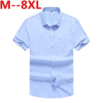 

10XL 8XL 6XL 5XL Men Shirts Brand Turn-down Collar Loose Fit Men Chemise Homme Casual Summer Business Shirt Mens Short Sleeve