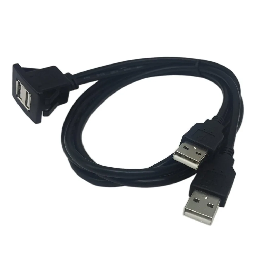 

USB2.0 Flush Mount Cable 1M/2M Double/Single USB Port Extension Flush Dashboard Panel Mount Cable Wire for Car Boat Motorcycle