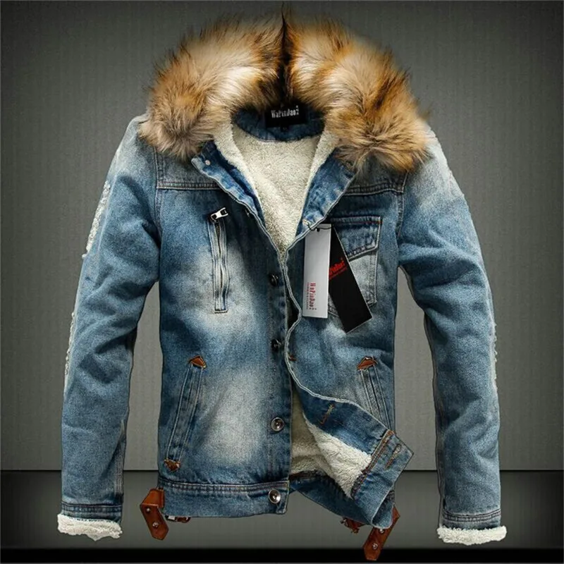 Осенняя и зимняя мужская Повседневная джинсовая куртка зимняя Толстая джинсовая куртка ретро куртка Nagymaros кашемировое пальто с воротником