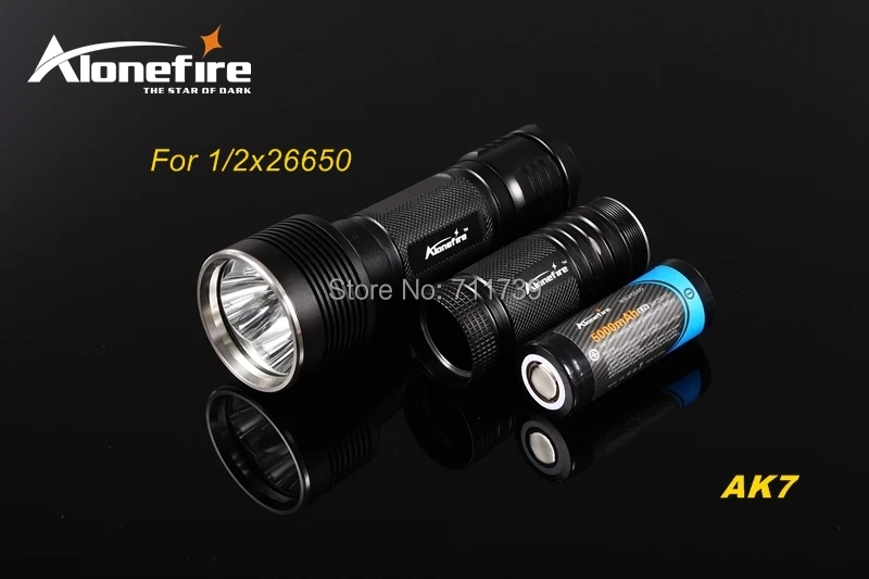 AloneFire AK7 3 x CREE XM-L U2 светодиодный фонарь 3480LM 5 режимов высокой мощности с удлинительной трубкой для 1/2x26650 батарей