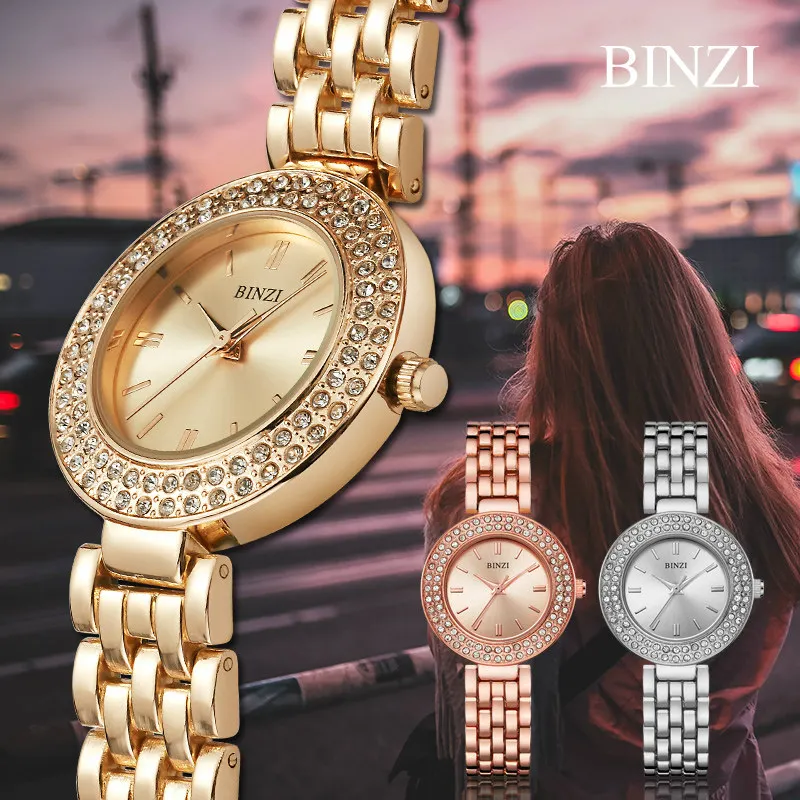 

BINZI Watch Women's Quartz Clock Woman Luxury Bracelet Ladies Wrist Watches Relogios Feminino Rhinestone Diamond Wristwatch 2018