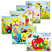 Adesivo de animais dos desenhos animados 3d diy, 20 desenhos, eva, série, quebra-cabeça, aprendizagem precoce, brinquedos de educação para crianças