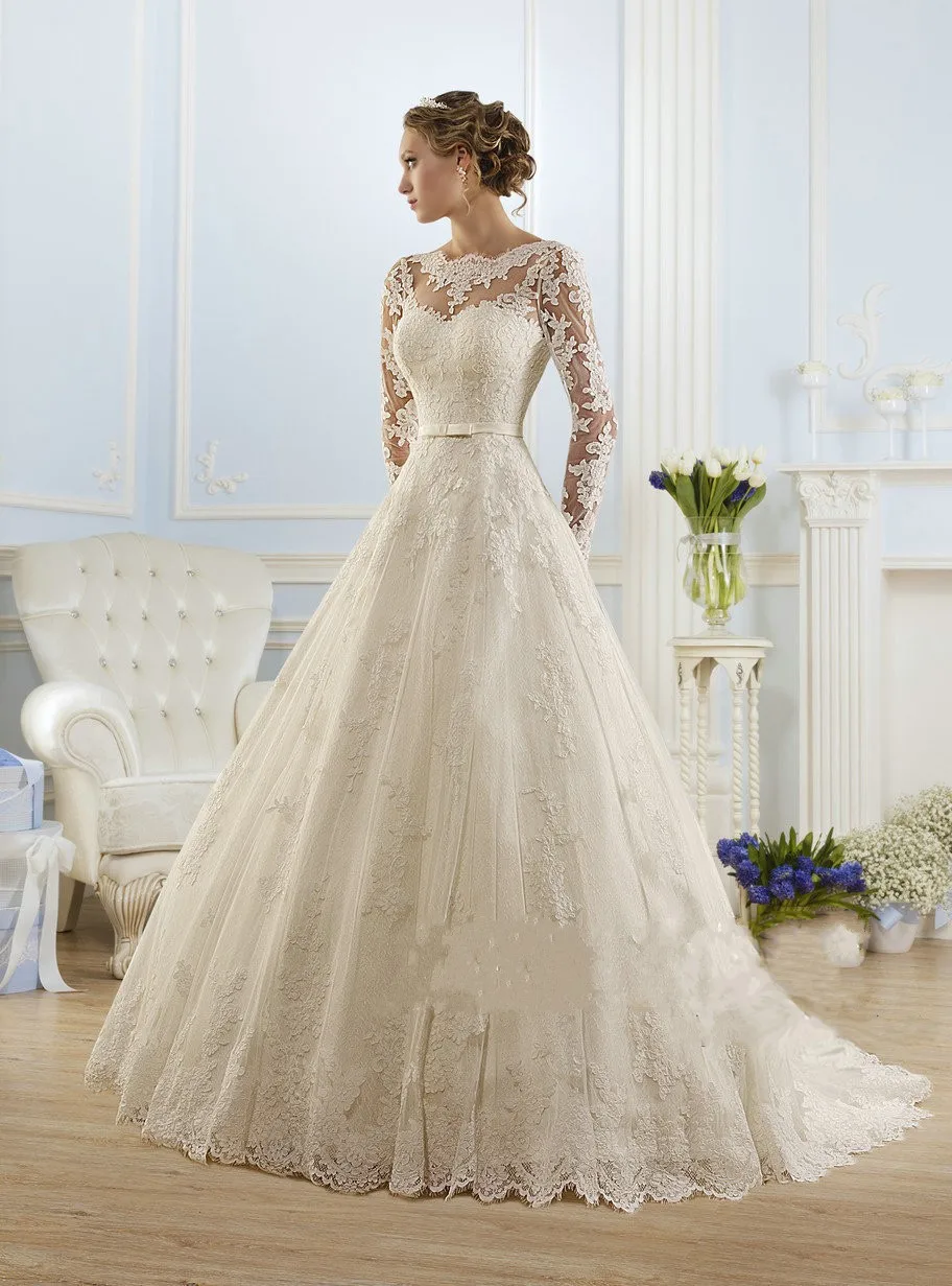 Luxury Long Sleeve Lace Wedding Dresses A Line Elegant Liques Luxury Long Sleeve Lace Wedding Dresses A Line Elegant Liques Low Back Bridal Gowns Vestido De Noiva In Underwear From Mother Kids On Aliexpress