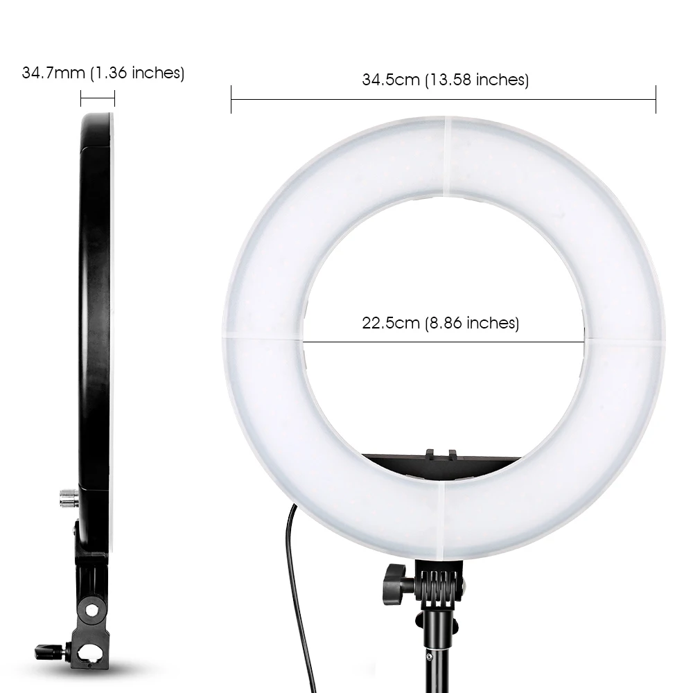  capsaver 14 inches LED Ring Light for Video Youtube Makeup Annular Lamp Bi-color 3200K-5500K CRI90  - 32948476980