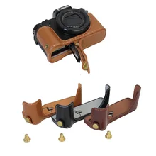 New Genuine Leather Video Camera Case For Canon G5X G5-X digital Camera half case bottom Bag Cover Black Coffee Brown