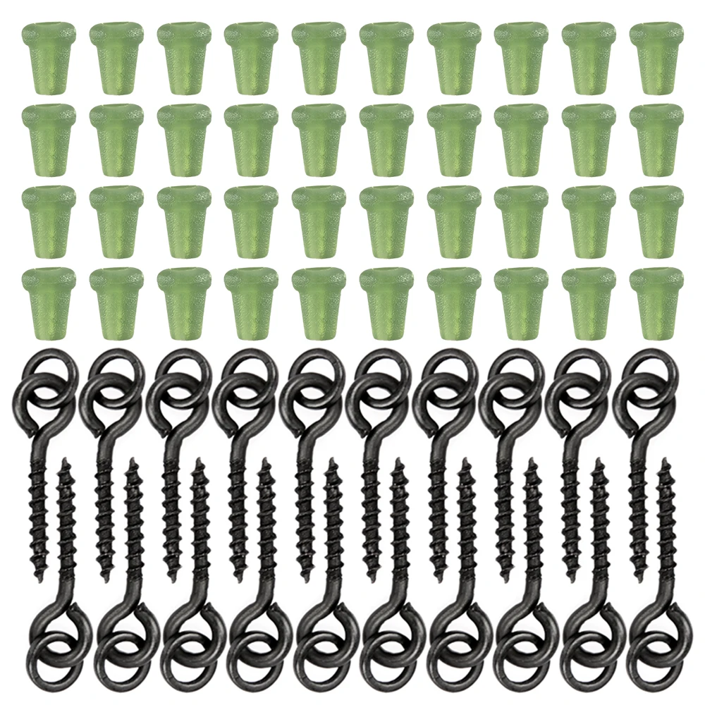 

20pcs Threaded Boilie Bait Screws 40pcs Fishing Hook Stop Hook Boilies Stopper Fishing Hook Block Beads Carp Fishing Tackles