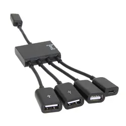 4 Порты и разъёмы Micro USB Мощность зарядки OTG HUB Кабельный разъем сплитер для смарт-устройств Android Планшеты PC