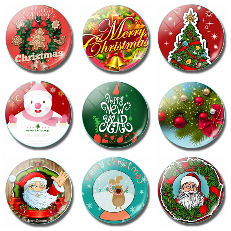 Merry Christmas 30MM Fridge Cartoon Santa Claus Xmas Glass