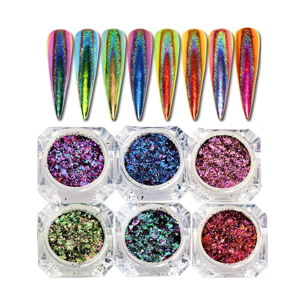 

0.2g Holographic Irregular Peacock Effect Nail Sequins Glitter Dust Dazzling Powder Manicure Dust DIY Nail Art Decor LAQC01-12