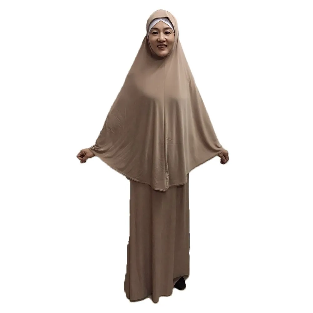

Women Prayer Garment Set Abaya Jilbab Long Dress Jellaba Islamic Clothing Hijab Skirt