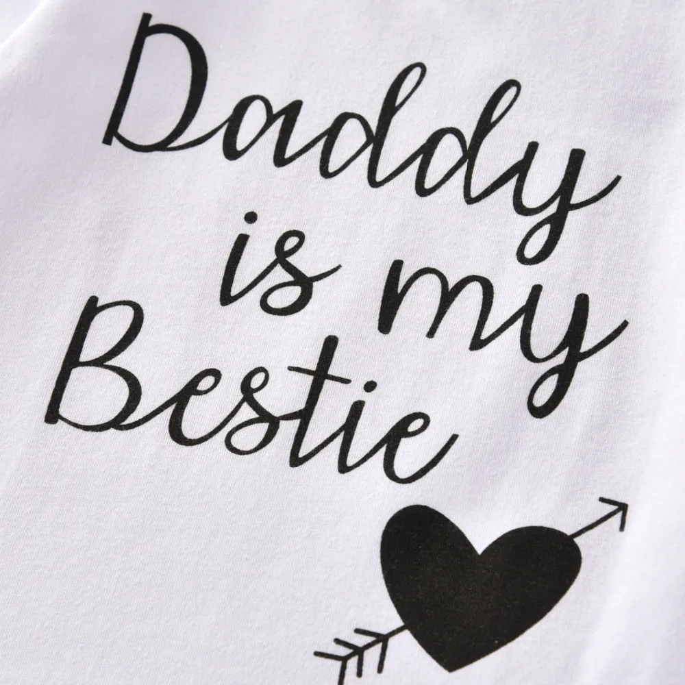 Комплект одежды из 3 предметов «Daddy is my Bestie» для новорожденных девочек, хлопковая футболка с длинными рукавами+ штаны+ повязка на голову, осенняя одежда для младенцев
