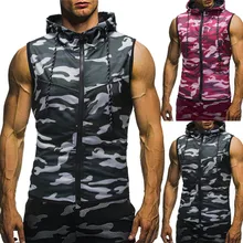Мужская майка debardeur летний Повседневный Камуфляжный топ с капюшоном для мужчин Бодибилдинг без рукавов рубашка Топ жилет спортивная одежда