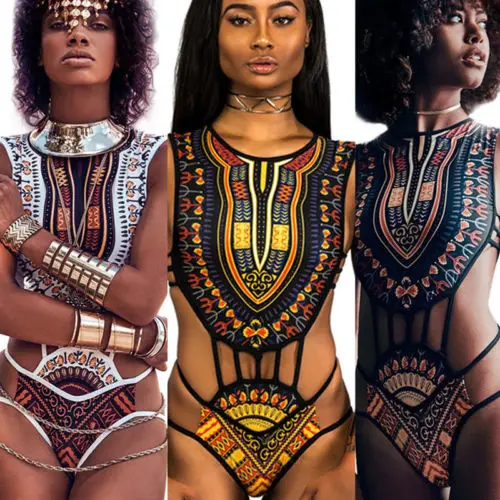 

One-Piece Ethnic Tribal Folk Womens Halterneck Push Up Bikini Set Swimsuit Summer Beachwear Bathing Suit S-XXL
