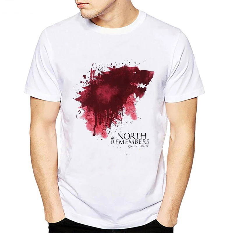 

Fashion T shirt Men New Game of Thrones Men Cool Tee The North Remembers Blood Wolf T-shirt Men's Camisetas Hombre Hipster Tops