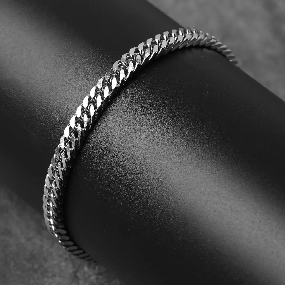 Classic Vintage Stainless Steel Bracelet Hip Hop Stylish Silver Color 6 Size Hand Chain Punk Rock Jewelry Accessories For Men