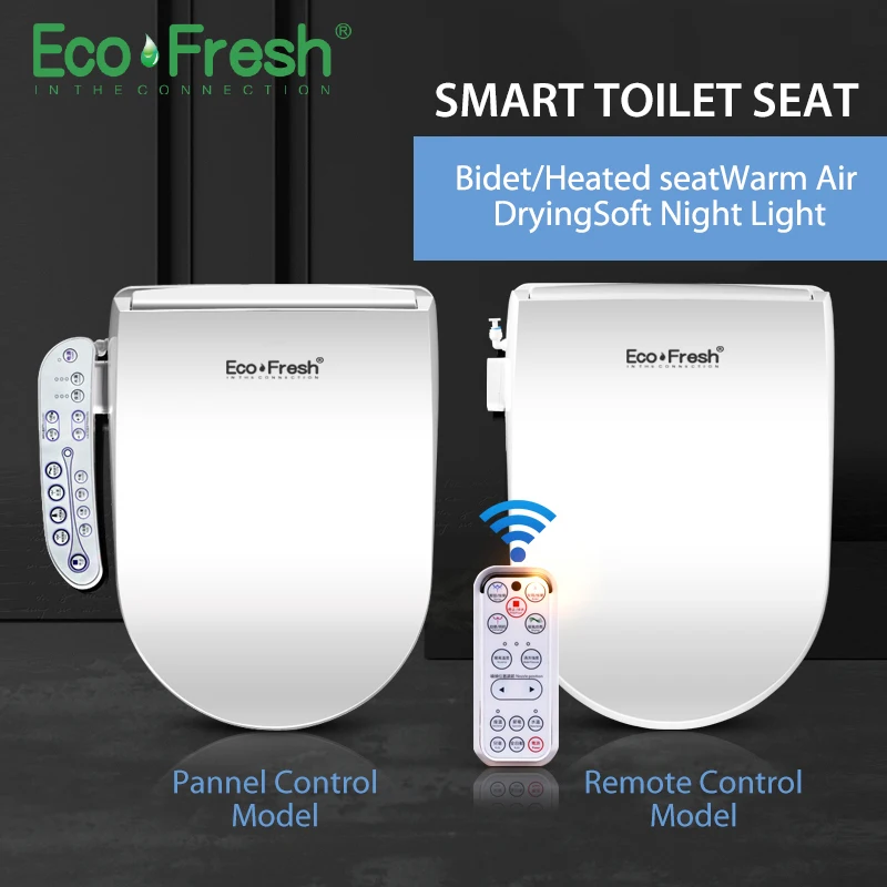 EcoFresh сиденье на унитаз с подогревом Смарт Биде Туалет Электрический биде крышка "умное" сиденье для унитаза led освещение сиденье для унитаза
