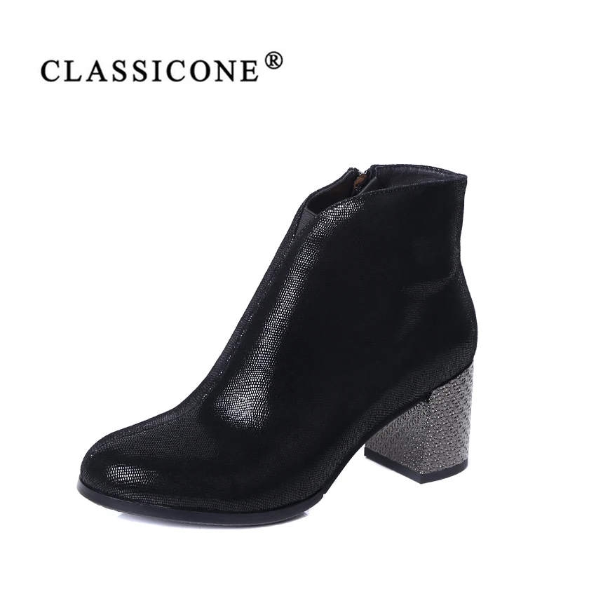 

CLASSICONE 2019 New Woman shoes women's ankle boots spring autumn genuine leather pumps brand fashion luxury plush sexy style